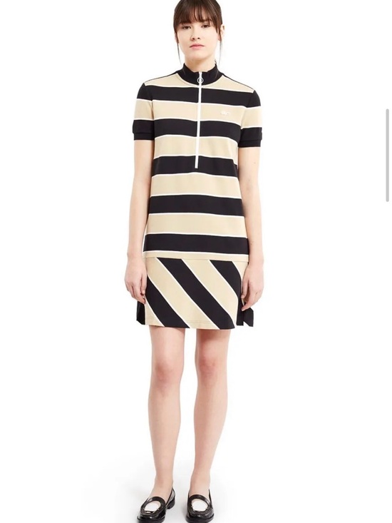 Lacoste Dresses & Skirts - Lacoste x Opening Ceremony  Black Cream Stripe Short-Sleeve Polo Mini Dress
